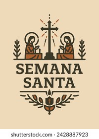 Semana Santa, Holy Week Lent spanish text vector, Latin religious tradition