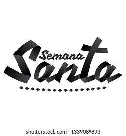 Semana Santa, Holy Week Spanish text ribbon vector lettering