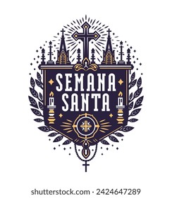 Semana Santa, Karwoche Spanischer Text Vektor Kirchendesign, Lateinische religiöse Tradition