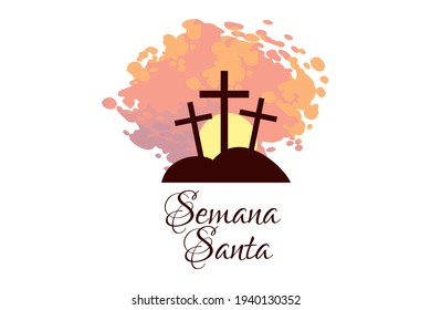 Semana Santa, translation: Holy Week, Latin religious tradition, vector   illustration. Suitable for greeting card, poster and banner.