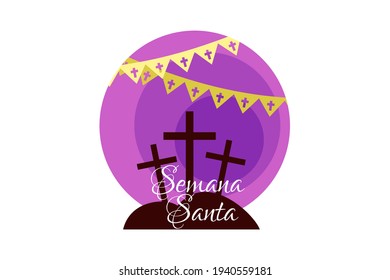 Semana Santa, translation: Holy Week, Latin religious tradition, vector   illustration. Suitable for greeting card, poster and banner.