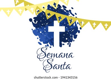 Semana Santa, translation: Holy Week, Latin religious tradition, vector   illustration. Suitable for greeting card, poster and banner.