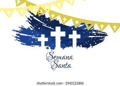 Semana Santa, translation: Holy Week, Latin religious tradition, vector   illustration. Suitable for greeting card, poster and banner.