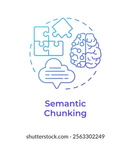 Semantic chunking blue gradient concept icon. Meaningful content and topics. Level of segmentation strategy in RAG. Round shape line illustration. Abstract idea. Graphic design. Easy to use in article