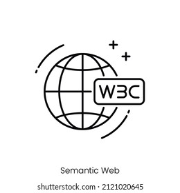 semantic web icon. Outline style icon design isolated on white background