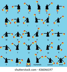  Semaphore flag signals alphabet Vector