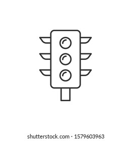 Semaphore icon in flat style. Traffic light vector illustration on white isolated background. Crossroads business concept.
