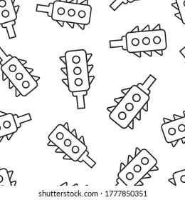 Semaphore icon in flat style. Traffic light vector illustration on white isolated background. Crossroads seamless pattern business concept.