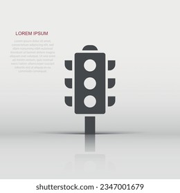 Semaphore icon in flat style. Traffic light vector illustration on white isolated background. Crossroads business concept.