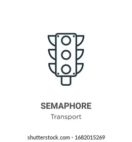 Semaphore outline vector icon. Thin line black semaphore icon, flat vector simple element illustration from editable transport concept isolated stroke on white background