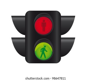 semaphore of pedestrians isolated over white background. vector