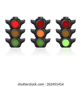 Semaphore Realistic Traffic lights. Vector illustration.