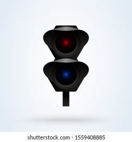 Semaphore signal traffic,Train lights realistic. vector modern design illustration.