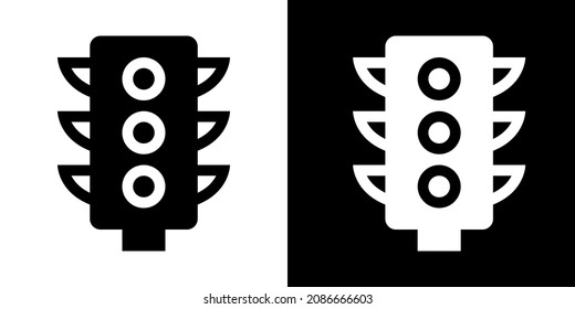 Semaphore. Traffic lIghts. Icon in White and Black Version.