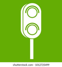Semaphore trafficlight icon white isolated on green background. Vector illustration