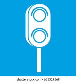 Semaphore trafficlight icon white isolated on blue background vector illustration