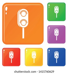 Semaphore trafficlight icons set collection vector 6 color isolated on white background