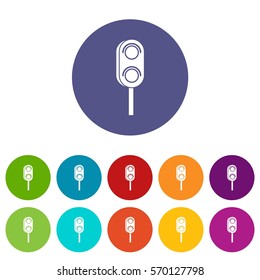 Semaphore trafficlight set icons in different colors isolated on white background