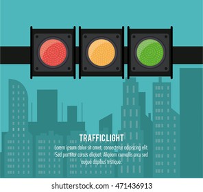 semaphore trafficlight sign warning road street icon. Colorful design. City silhouette background. Vector illustration