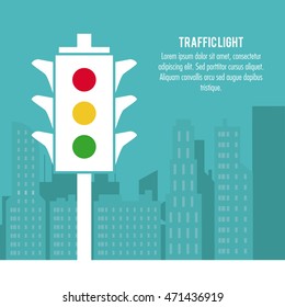 semaphore trafficlight sign warning road street icon. Colorful design. City silhouette background. Vector illustration