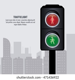 semaphore trafficlight sign warning road street icon. Colorful design. City silhouette background. Vector illustration