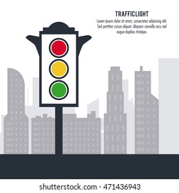 semaphore trafficlight sign warning road street icon. Colorful design. City silhouette background. Vector illustration