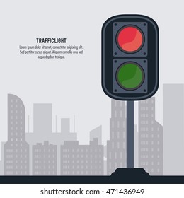 semaphore trafficlight sign warning road street icon. Colorful design. City silhouette background. Vector illustration