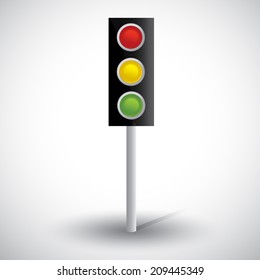 Semaphore vector illustration. 3d traffic lights with shadow