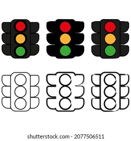 Semaphore.Traffic lights.Vector image. Traffic light set.EPS10