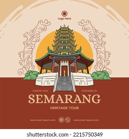 Ilustración del patrimonio de java central de Semarang