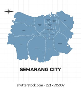 Semarang city map illustration. Map of cities in Indonesia