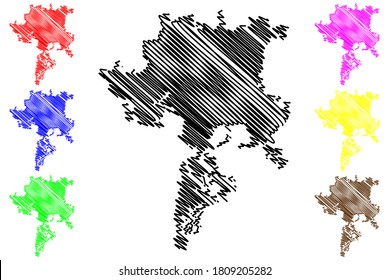 Semarang City (Republic of Indonesia, Java island) map vector illustration, scribble sketch City of Semarang map