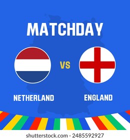 semarang, Indonesia - 07 de julio de 2024: Países Bajos vs Inglaterra semifinal, concepto de emblema de bandera.
