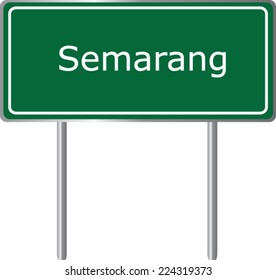 Semarang , Indonesia, road sign green vector illustration, road table