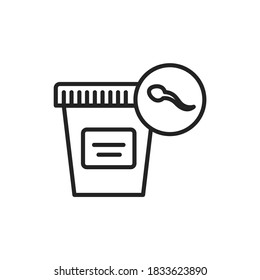 Icono de línea negra de análisis de semen. Diagnóstico de laboratorio. 
