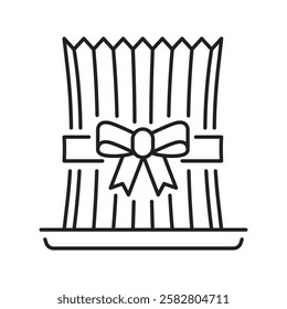 Semeni Line Icon Vector – Traditional Nowruz Wheat Sprout Symbol of Renewal from Azerbaijan, Iran, and Central Asia