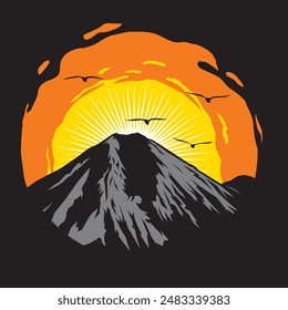 Semeru Mountain Lumajang East Java Indonesien Art Vektorillustration