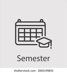 Semester Calendar Icon Vector Icon.Editable Stroke.linear Style Sign For Use Web Design And Mobile Apps,logo.Symbol Illustration.Pixel Vector Graphics - Vector