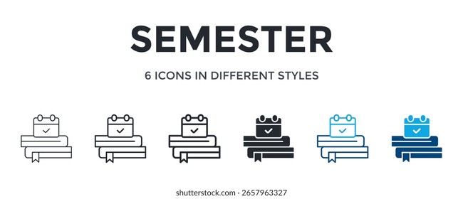 Ícone De Semestre Na Ilustração De Vetor De Estilo Diferente. Projetado Em Linha Fina, Linha Regular, Linha Em Negrito, Glifo, Linha De Cor E Estilo De Glifo De Cor Pode Ser Usado Para Web