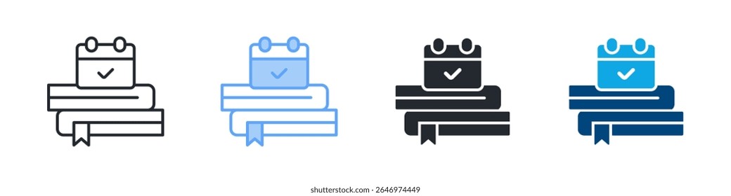 Semester Icon Set Multiple Style. Designed In Outline, Blue, Glyph, Dual Tone