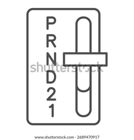 Semi automatic gearbox with lever thin line icon, car parts concept. Vector graphics. Gearbox sign on white background, outline style icon for mobile or web design