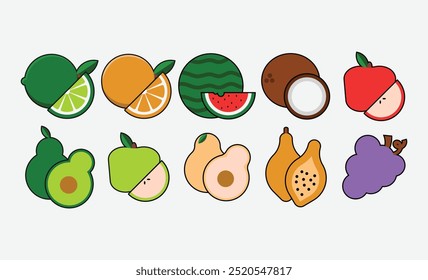Semi Bold Fruits Illustration Set
