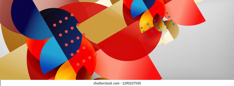 Semi cicrle geometric backgrounds on grey, modern geometric pattern design. Vector business or technology presentation design template, brochure or flyer pattern, or geometric web banner