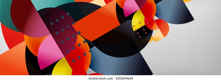 Semi cicrle geometric backgrounds on grey, modern geometric pattern design. Vector business or technology presentation design template, brochure or flyer pattern, or geometric web banner