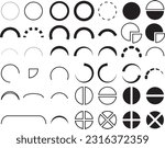 Semi Circle Arc Semicircle Collection vectors on white isolated background