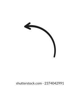 Semi circle arrow. Semicircular rounded curved geometric thin long arrow. 