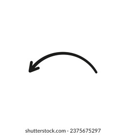 Semi circle arrow. Semicircular rounded curved geometric thin long arrow. 