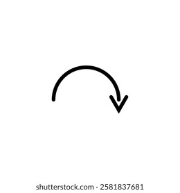 Semi circle arrow. Vector illustration. Semicircular curved thin long arrow.