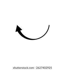 Seta semicírculo. Ilustração vetorial. Seta longa curva semicircular fina.