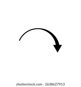 Semi circle arrow. Vector illustration. Semicircular curved thin long arrow.